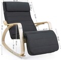 Scaun balansoar reglabil in 5 pozitii, Songmics, 67x115x91 cm, max 150 kg, lemn de mesteacan/bumbac, gri/natural