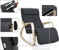 Scaun balansoar reglabil in 5 pozitii, Songmics, 67x115x91 cm, max 150 kg, lemn de mesteacan/bumbac, gri/natural