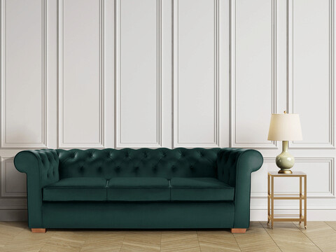 Canapea Oxford Chesterfield, 93x214x75 cm, 3 locuri, Verde