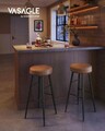 Set 2 scaune de bar Ekho, Vasagle, 51.6 x 51.6 x 75 cm, otel/piele ecologica, maro caramel