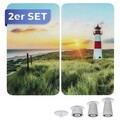 Set 2 protectii pentru aragaz Maximex, Lighthouse, 52x30 cm, sticla, multicolor