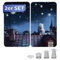 Set 2 protectii pentru aragaz Maximex, Moon Cat, 52x30 cm, sticla, multicolor