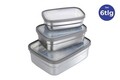Set 3 cutii pentru pranz Maximex, Lunch, 13.5x9.5x4 cm, inox/polipropilena, argintiu mat/transparent
