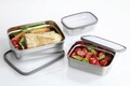Set 3 cutii pentru pranz Maximex, Lunch, 13.5x9.5x4 cm, inox/polipropilena, argintiu mat/transparent