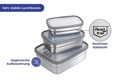 Set 3 cutii pentru pranz Maximex, Lunch, 13.5x9.5x4 cm, inox/polipropilena, argintiu mat/transparent