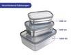 Set 3 cutii pentru pranz Maximex, Lunch, 13.5x9.5x4 cm, inox/polipropilena, argintiu mat/transparent