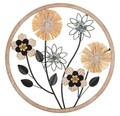 Decoratiune de perete Flowery, Mauro Ferretti, Ø50 cm, fier/MDF/rafie, maro/negru