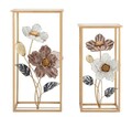 Set 2 masute Flower, Mauro Ferretti, 36 x 36 x 70 cm, fier/MDF/sticla, multicolor