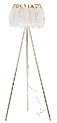 Lampadar Feather, Mauro Ferretti, Ø46 x 147 cm, 1 x E27, 40W, fier/plastic, auriu/alb