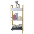 Etajera baie Scandic, Jotta, 3 rafturi, 30x30x72 cm, bambus, alb/maro