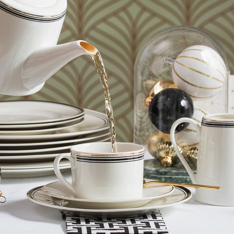 Set de cafea/ceai 12 piese, Art Deco, Ambition, portelan, multicolor