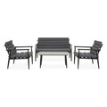 Set mobilier gradina/terasa Nantes, 4 piese, aluminiu, negru/gri