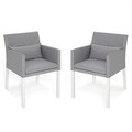 Set 2 fotolii pentru terasa/gradina Lisbon, 54x62x83, aluminiu, alb/gri
