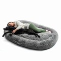 Perna de podea pentru relaxare Human Dog Bed XXL, InnovaGoods, 190 x 140 x 25 cm, poliester, gri