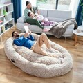 Perna de podea pentru relaxare Human Dog Bed XXL, InnovaGoods, 190 x 140 x 25 cm, poliester, bej