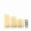 Set 3 lumanari LED multicolore cu efect de flacara cu telecomanda Lendles, InnovaGoods, Ø7.5 x 10 cm, bej