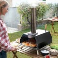 Cuptor de pizza pe peleti cu accesorii Pizzahven, InnovaGoods, pentru exterior, 42 x 81 x 80 cm, piatra/lemn/inox, negru