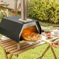 Cuptor de pizza pe peleti cu accesorii Pizzahven, InnovaGoods, pentru exterior, 42 x 81 x 80 cm, piatra/lemn/inox, negru
