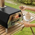 Cuptor de pizza pe peleti cu accesorii Pizzahven, InnovaGoods, pentru exterior, 42 x 81 x 80 cm, piatra/lemn/inox, negru