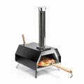 Cuptor de pizza pe peleti cu accesorii Pizzahven, InnovaGoods, pentru exterior, 42 x 81 x 80 cm, piatra/lemn/inox, negru