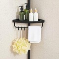 Etajera pentru baie si dus cu inaltime reglabila Songmics Shower Caddy, 35 x 25 x 85-305 cm, tija telescopica, otel/pp, negru