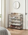Pantofar cu 5 rafturi Songmics, 90 x 29 x 92.5 cm, 20-25 perechi pantofi, tesatura Oxford/otel, negru