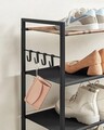 Pantofar cu 5 rafturi Songmics, 90 x 29 x 92.5 cm, 20-25 perechi pantofi, tesatura Oxford/otel, negru