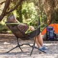 Scaun balansoar de camping Kamprock, InnovaGoods, 100 x 104 x 95.5 cm, max 150 kg, verde/negru