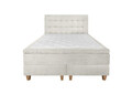 Pat matrimonial, Stockholm, Buttons E, 140x200 cm, saltea tip Pocket, topper memory, Bej