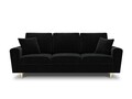 Canapea extensibila 3 locuri, Moghan, Micadoni Home, GL, 235x100x88 cm, catifea, negru