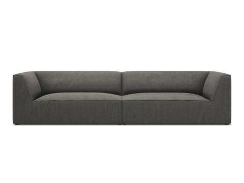 Canapea 4 locuri, Ruby, Micadoni Home, BL, 302x93x69 cm, velur, gri inchis