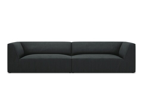 Canapea 4 locuri, Ruby, Micadoni Home, BL, 302x93x69 cm, velur, negru