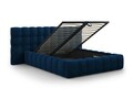 Pat tapitat cu tablie dubla si lada depozitare, Mamaia, Micadoni Home, BL, 140x200 cm, catifea, albastru regal
