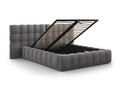 Pat tapitat cu tablie dubla si lada depozitare, Mamaia, Micadoni Home, BL, 140x200 cm, catifea, gri