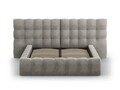 Pat tapitat cu tablie dubla si lada depozitare, Mamaia, Micadoni Home, BL, 160x200 cm, catifea, gri deschis