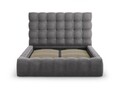 Pat tapitat cu tablie si lada depozitare, Mamaia, Micadoni Home, BL, 140x200 cm, catifea, gri