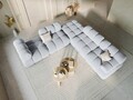 Modul canapea 1 loc fara cotiere, Bellis, Micadoni Home, BL, 94x94x63 cm, catifea, albastru deschis