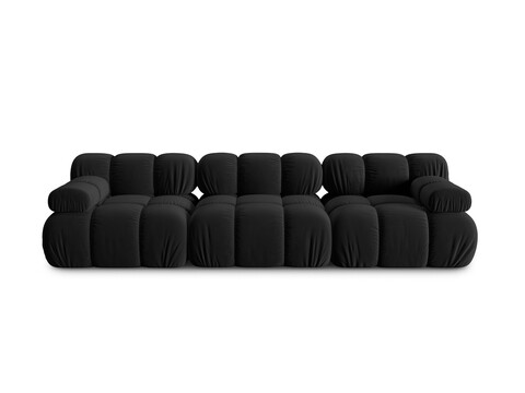 Canapea modulara 3 locuri, Bellis, Micadoni Home, BL, 282x94x70 cm, catifea, negru