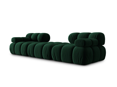 Canapea modulara 3 locuri, Bellis, Micadoni Home, BL, 188x188x70 cm, catifea, verde bottle