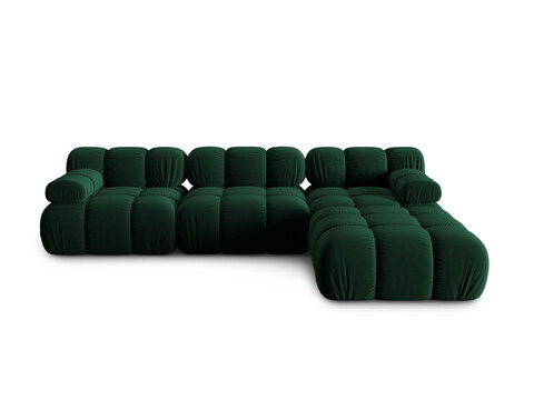 Canapea modulara 4 locuri, Bellis, Micadoni Home, BL, 282x188x70 cm, catifea, verde bottle