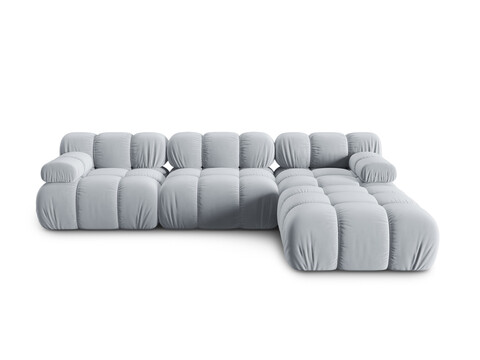 Canapea modulara 4 locuri, Bellis, Micadoni Home, BL, 282x188x70 cm, catifea, albastru deschis