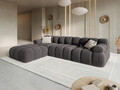 Canapea modulara 4 locuri, Bellis, Micadoni Home, BL, 282x188x70 cm, catifea, gri inchis