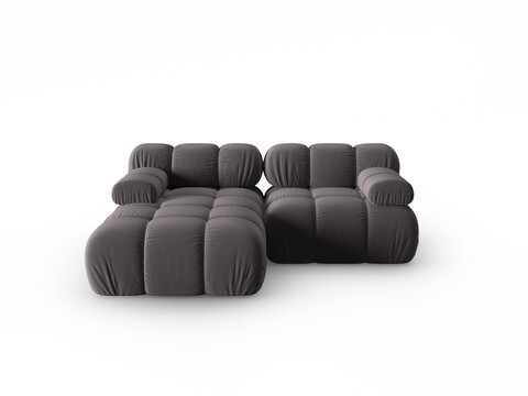 Coltar modular stanga 3 locuri, Bellis, Micadoni Home, BL, 188x155x70 cm, catifea, gri inchis