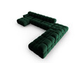 Coltar panoramic dreapta 7 locuri design modular, Bellis, Micadoni Home, BL, 376x282x70 cm, catifea, verde bottle