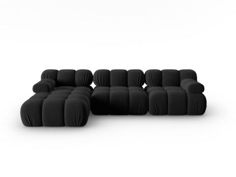 Coltar modular stanga 4 locuri, Bellis, Micadoni Home, BL, 282x155x70 cm, catifea, negru