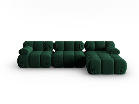 Coltar modular dreapta 4 locuri, Bellis, Micadoni Home, BL, 282x155x70 cm, catifea, verde bottle
