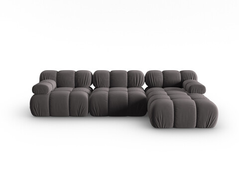 Coltar modular dreapta 4 locuri, Bellis, Micadoni Home, BL, 282x155x70 cm, catifea, gri inchis