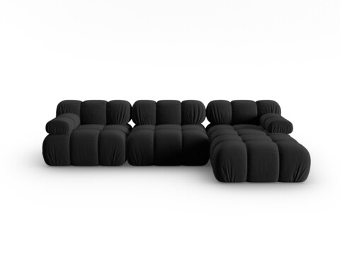 Coltar modular dreapta 4 locuri, Bellis, Micadoni Home, BL, 282x155x70 cm, catifea, negru