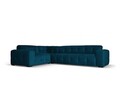 Coltar stanga 6 locuri, Kendal, Micadoni Home, BL, 332x231x79 cm, catifea, albastru navy