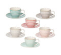 Set 6 cesti de cafea cu farfurie Iris Pepper, Tognana Porcellane, 80 ml, portelan New Bone China, multicolor